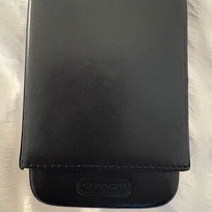 Coach Black Leather Slide Structured Business CardHolder,Case Wallet,Travel Case